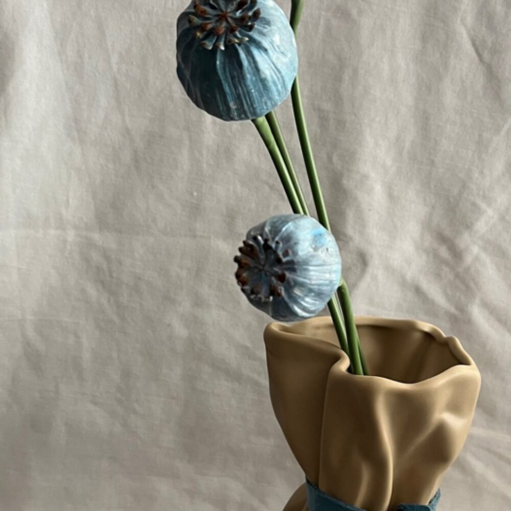 Paper Bag Vase-Ceramic Bag Shape-Colorful Flower-Unique Vases